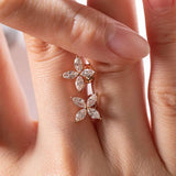 18K Rose Gold Marquise Cut Lab Diamond Flower Stud Earrings