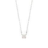 18K White Gold 1ct Round Lab Diamond Double Prong Basket Setting Necklace