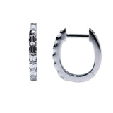 18K White Gold Baguette Cut Lab Diamond Six-stone Huggie Earrings
