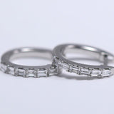 18K White Gold Baguette Cut Lab Diamond Six-stone Huggie Earrings