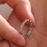 18K White Gold Emerald Cut Lab Diamond Bezel Eternity Ring