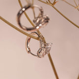 18K White Gold Pear Cut & Round Lab Diamond Huggie Earrings