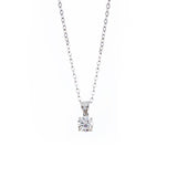 18K White Gold Round Brilliant Cut Lab Diamond Four Claw Prongs Basket Setting Pendant Necklace