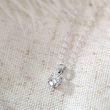 18K White Gold Round Brilliant Cut Lab Diamond Four Claw Prongs Basket Setting Pendant Necklace