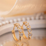 18K Yellow Gold Round Lab Diamond Five-stone Bezel Huggie Earrings