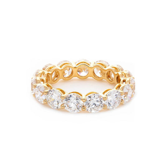 18K Yellow Gold Round Lab Diamond Shared Prong Setting Eternity Ring