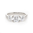 14K Yellow Gold Round Brilliant Cut Lab Diamond Pave Three Stone Ring Platinum
