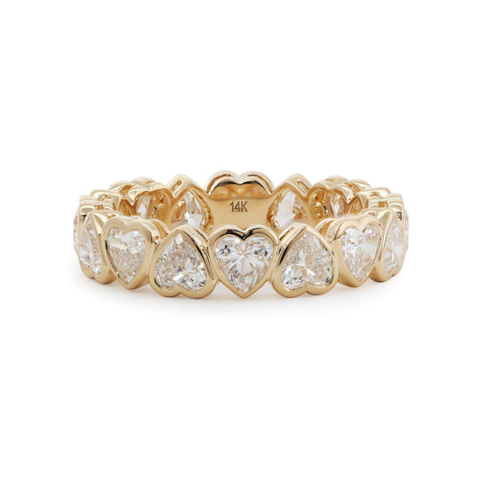 14K Yellow Gold Heart Shaped Lab Diamond Bezel Eternity Ring Everyday Essential