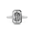 14K White Gold 3ct Criss Cut Bezel Ring with Round Lab Diamond Hidden Halo