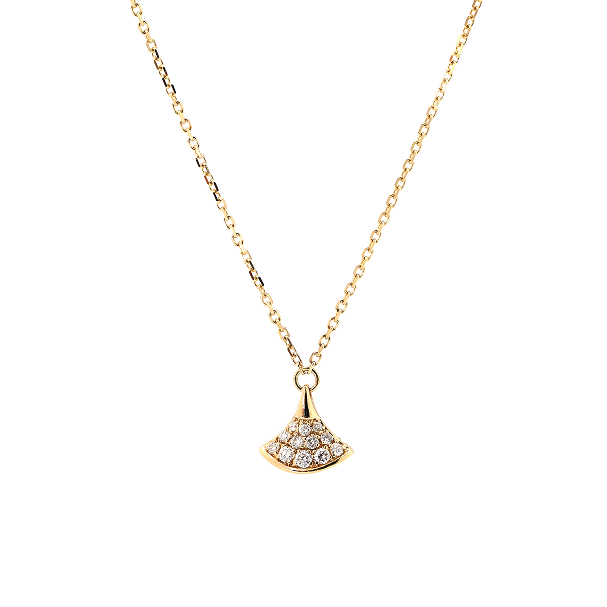 18K Yollow Gold Round Lab Diamond Skirt Pendant Necklace