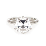 14K Yellow Gold 3ct Old Mine Cut Cushion Diamond Hidden Basket Ring with 6 Prongs Floral Vintage Solitaire Design Platinum
