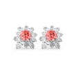 Platinum 2 ct tw Pink Round Cut Lab Dimaond Floral Nature-Inspired Stud Earrings