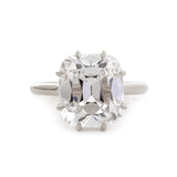 14k Yellow Gold 6.5 Carat Old Mine Cut Lab Diamond Prong Setting Vintage Solitaire Ring Platinum
