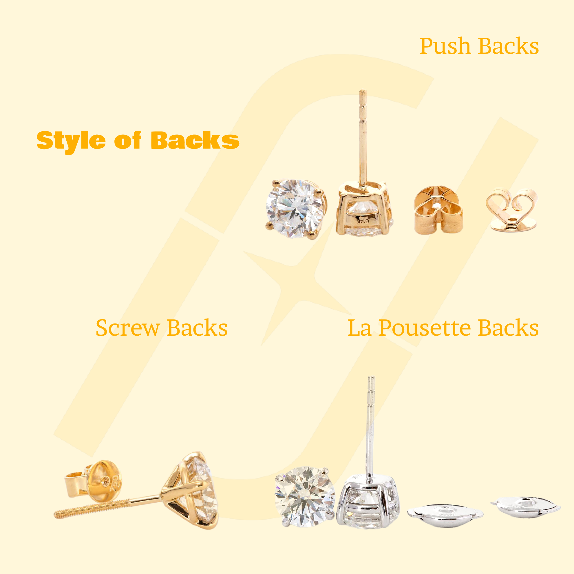 14K Yellow Gold Pear and Marquise Cut Lab Diamond Stud Earrings