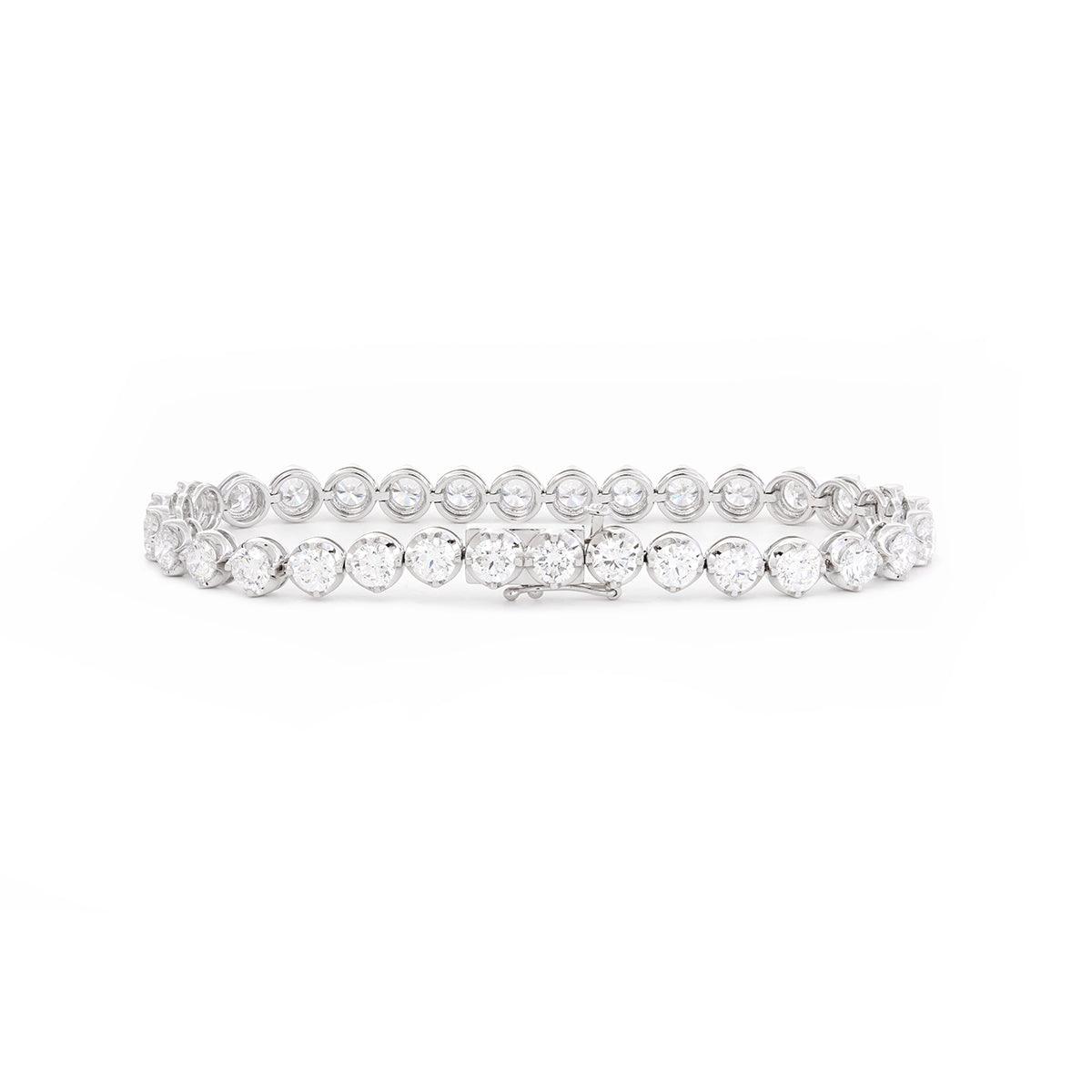 14K White Gold Round Lab Diamond Crown Setting Lab Diamond Tennis Bracelet