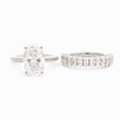 14K Yellow Gold 3ct Oval Cut Lab Diamond Hidden Halo Bridal Set Rings Platinum