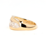 14K Yellow Gold 1ct Emerald Cut Lab Diamond 5 Stone Bezel Ring with Tapered Step Cut Cut and Bullet Cut Side-stones