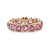 14K Yellow Gold Heart Shaped Lab Gems Bezel Eternity Ring Everyday Essential