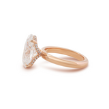 18K Rose Gold 4ct Oval Cut Lab Diamond 4 Claw Prong Hidden-halo Engagement Ring in Knife Edge Band Design