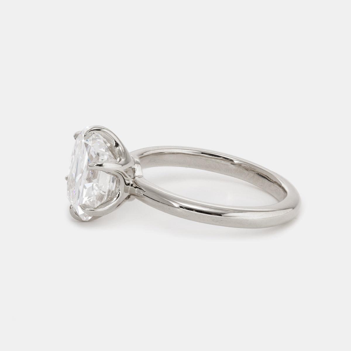 14K Yellow Gold 3ct Old Mine Cut Cushion Diamond Hidden Basket Ring with 6 Prongs Floral Vintage Solitaire Design 14K White Gold