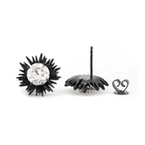 14K Gold with Black Rhodium Plated 2 ct tw Old European Cut Lab Dimaond Sea Urchin Nature-Inspired Stud Earrings