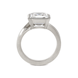 14K White Gold 3ct Asscher Cut Lab Diamond Bezel Matte Ring