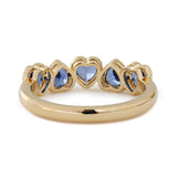 14K Yellow Gold Heart Shaped Lab Gems Bezel Half Eternity Ring Everyday Essential