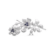14K White Gold Pear and Maequise Lab Sapphire and Round Lab Diamond Floral Brooch