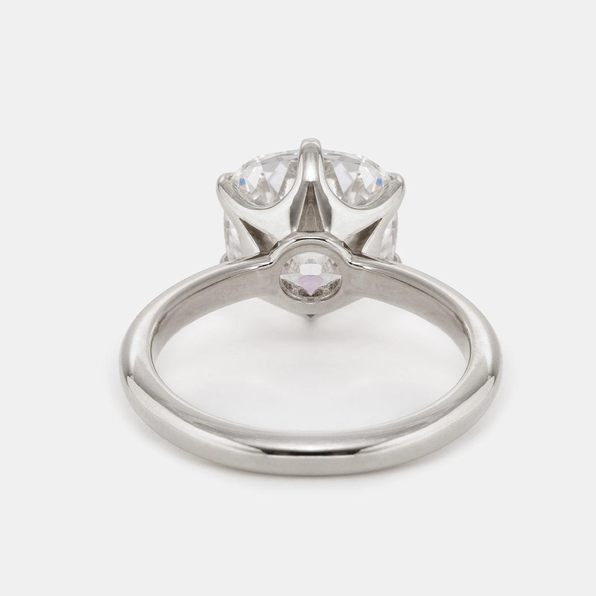 14K Yellow Gold 3ct Old Mine Cut Cushion Diamond Hidden Basket Ring with 6 Prongs Floral Vintage Solitaire Design 18K White Gold