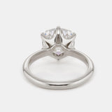 14K Yellow Gold 3ct Old Mine Cut Cushion Diamond Hidden Basket Ring with 6 Prongs Floral Vintage Solitaire Design 18K White Gold