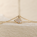 18K Yollow Gold Round Lab Diamond Skirt Pendant Necklace