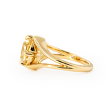 14K Yellow Gold 4ct Old Mine Cut Yellow Lab Diamond 4 Claw Prongs Solitaire Ring with Split Band Design