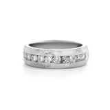 Platinum Round Lab Diamond Half Eternity Channel Setting Florentine Finish Wedding Men's Ring