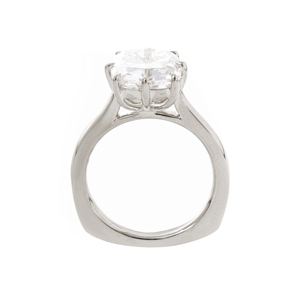 14K Yellow Gold 9 Carat Old Mine Cut Lab Diamond Solitaire Ring 14K White Gold