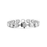Platinum 24 ct tw Cushion Lab Diamond 4 Claw Prong Bakset Station Bracelet