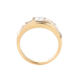 14K Yellow Gold 1ct Emerald Cut Lab Diamond 5 Stone Bezel Ring with Tapered Step Cut Cut and Bullet Cut Side-stones