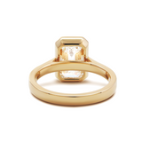 14K Yellow Gold 3ct Emerald Cut Lab DIamond Bezel Solitaire Ring