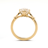 14K Yellow Gold 1.5ct Old Mine Cut Lab Grown Diamond Triple Prong Floral Basket Setting Vintage Ring – Art Nouveau Nature-Inspired Design