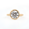 14K Yellow Gold Round Lab Diamond Bezel Crowm Basket Solitaire Ring