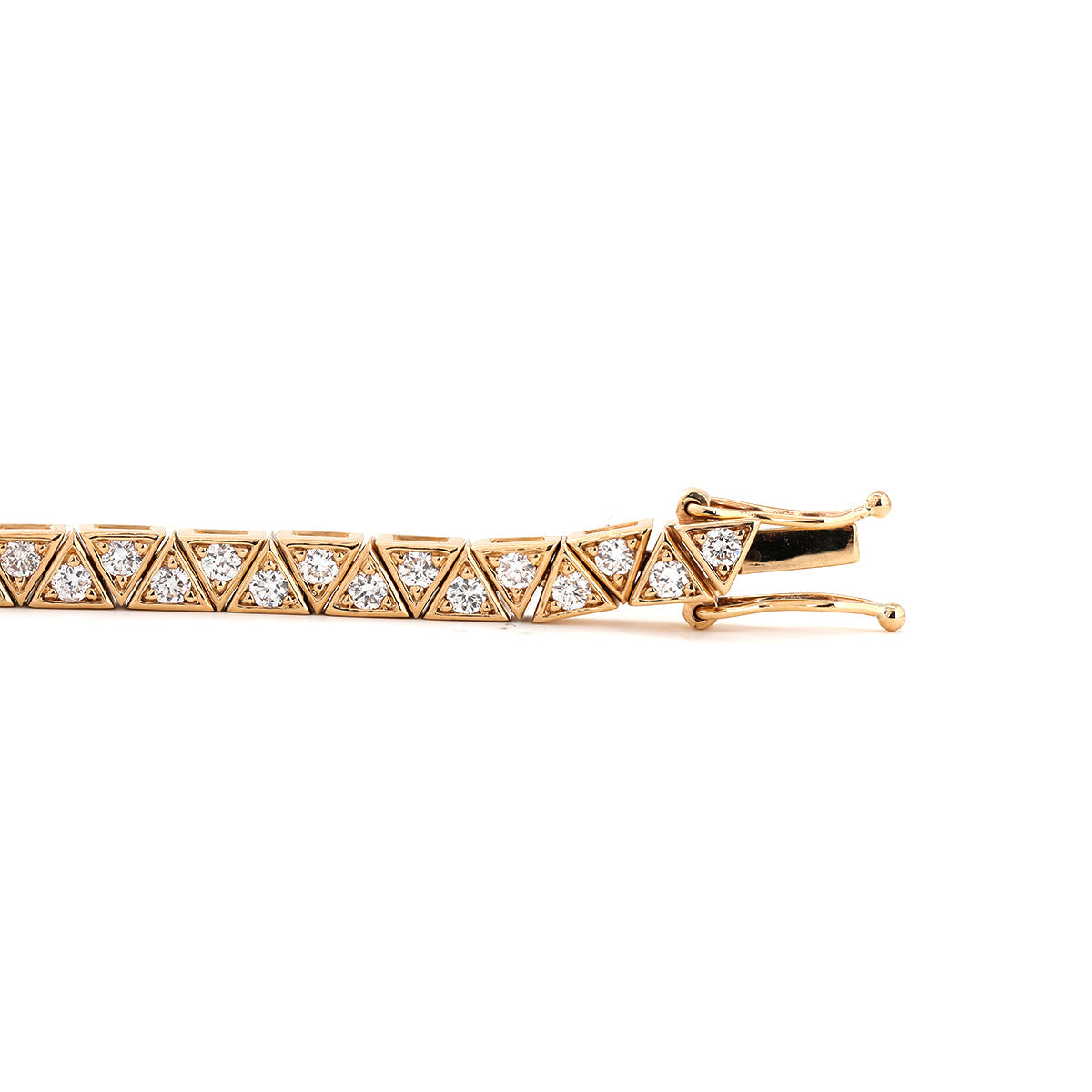 14K Yellow Gold Round Lab Dimaond Triangle Bracelet