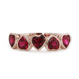 14K Yellow Gold Heart Shaped Lab Gems Bezel Half Eternity Ring Everyday Essential
