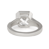 14K White Gold 3ct Asscher Cut Lab Diamond Bezel Matte Ring