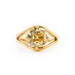 14K Yellow Gold 4ct Old Mine Cut Yellow Lab Diamond 4 Claw Prongs Solitaire Ring with Split Band Design