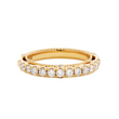 18K Yellow Gold Round Cut Lab Diamond Millegrain and Foral Design Eternity Ring