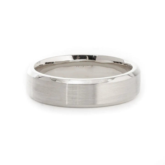 14K Yellow Gold Classic Flat Matte Brushed Men's Wedding Band Platinum