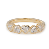 14K Yellow Gold Heart Shaped Lab Diamond Bezel Half Eternity Ring Everyday Essential