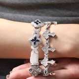 14K White Gold Knight' s Faith Pavé Lab Diamond Bracelet