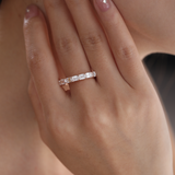 14K Rose Gold 4*3mm Emerald Cut Lab Diamond East-West Orientation Half Eternity Ring