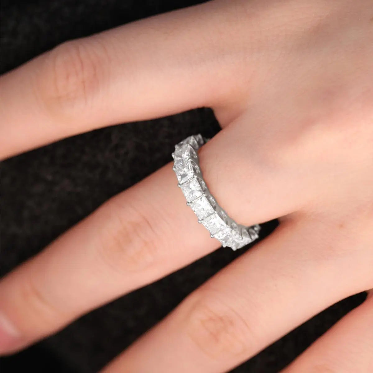 18K Yellow Gold Princess Cut Lab Diamond Eternity Band 18K White Gold 3.5*3.5mm Princess Cut DEF VVS-VS