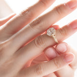 14K Yellow Gold 3ct Old Mine Cut Lab Diamond Crown Setting Diamond-milling Vintage Ring with Round Lab Diamond Side-stone